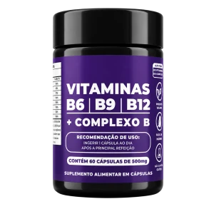 Suplemento Alimentar em Cápsulas Vitaminas B6, B9, B12 + Complexo B